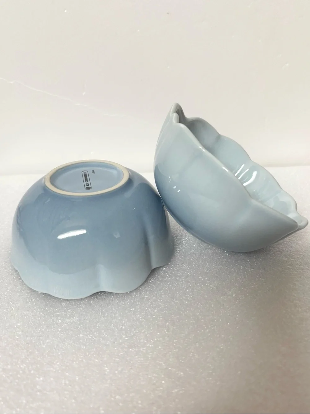 Le Creuset Scalloped Light Blue Ceramic Serving Bowls, Set of 2